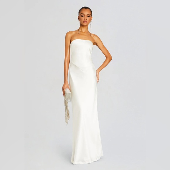 Retrofete Dresses & Skirts - Retrofete Strapless White Silk Column Gown